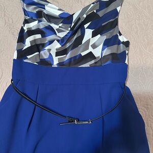 Tahari Woman Strapless Blue and Black Dress